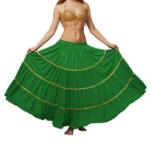 16 Yard 4-Tier Belly Dance Skirt with Gold Trim | Tribal Fusion Gypsy C5