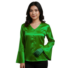 Satin Flare Sleeve Button Down Top | Dramatic Blouse S-3XL | 41 Colors S82