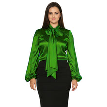 Satin Bow Neck Top | Long Sleeve Office Wear Blouse S-3XL | 41 Colors S120