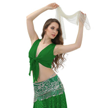 Chiffon Belly Dance Ruffle Top | Sleeveless Self-Tie S-5XL | 30 Colors C68