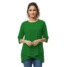 Chiffon Fancy Round Neck Top | Dressy Blouse S-5XL | 30 Colors C58
