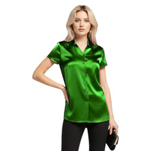 Satin Short Sleeve Button Down Shirt | Chic Blouse S-3XL | 41 Colors S118