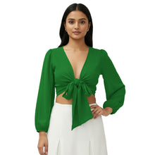 Chiffon Belly Dance Ruffle Top | Elastic Sleeve Self-Tie S-5XL C67