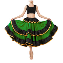 Satin Full Circle Skirt Black Frill | 360° Dance Flow S-3XL S75