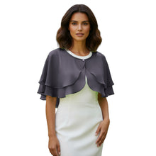 Double Layer Chiffon Peplum Shrug | Solid Color Elegant Evening Bolero | Women's Dressy Cardigan Cover-Up Top C40