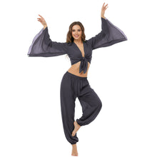 Ultimate Chiffon Belly Dance Costume Set (S-5XL) - 2PC Harem Pant & Ruffle Top | 30 Colors C29