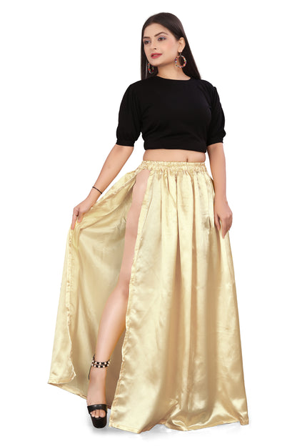 Satin Side Slit A line Skirt S1-Regular Size 1