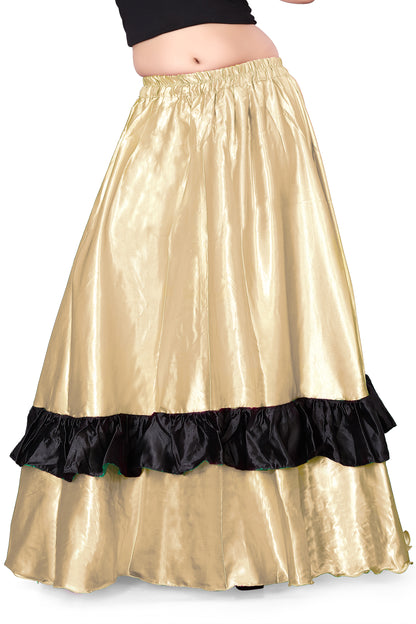 Belly Dance Satin Full Circle Skirt With Frill S33-Regular Size 1