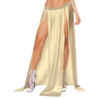 Belly Dance Satin  Both side slit  cut Skirt S96 - Regular Size 1