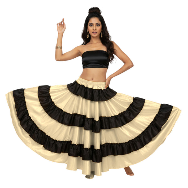 Satin Full Circle Dance Skirt Frill | 360° Flow S-3XL S46