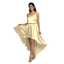 Olive Green Satin Asymmetrical Skirt, elegant flowy maxi.