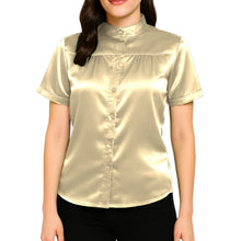 Satin Short Sleeve Button Down Shirt | Chic Blouse S-3XL | 41 Colors S85