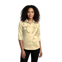 Navy Blue Satin Vintage Style Shirt, sophisticated office button down.