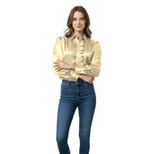 Navy Blue Satin Vintage Style Shirt, sophisticated office blouse.