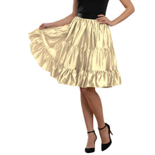 Orange Satin Ruffle Party Mini, vibrant three-layer skirt.