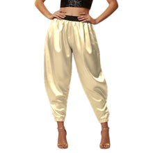 Satin Tapered Party Pants • Plus Size Elastic Waist Trousers • Women's Elegant Night Out Bottoms  S145