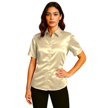 Satin Short Sleeve Button Down Shirt | Button Down Nightwear S-3XL | 41 Colors S107