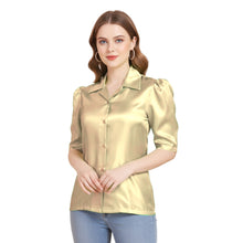Satin Puff Sleeve Button Down Shirt | Elegant Top S-3XL | 41 Colors S80