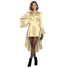 Satin Victorian Long Shirt Dress | Button Down Tunic S-3XL | 41 Colors S113