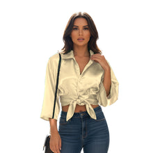 Satin Button Down Crop Top | High-Shine Shirt S-3XL | 41 Colors S116