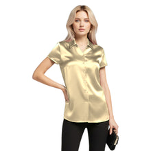Satin Short Sleeve Button Down Shirt | Chic Blouse S-3XL | 41 Colors S118