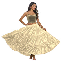 Satin 8 Yard 3 Tier Belly Dance Skirt | Full Volume Flow S-5XL S3