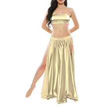Satin Belly Dance Side Cut Skirt | Slit Flow Costume Plus Size | 41 Colors S1