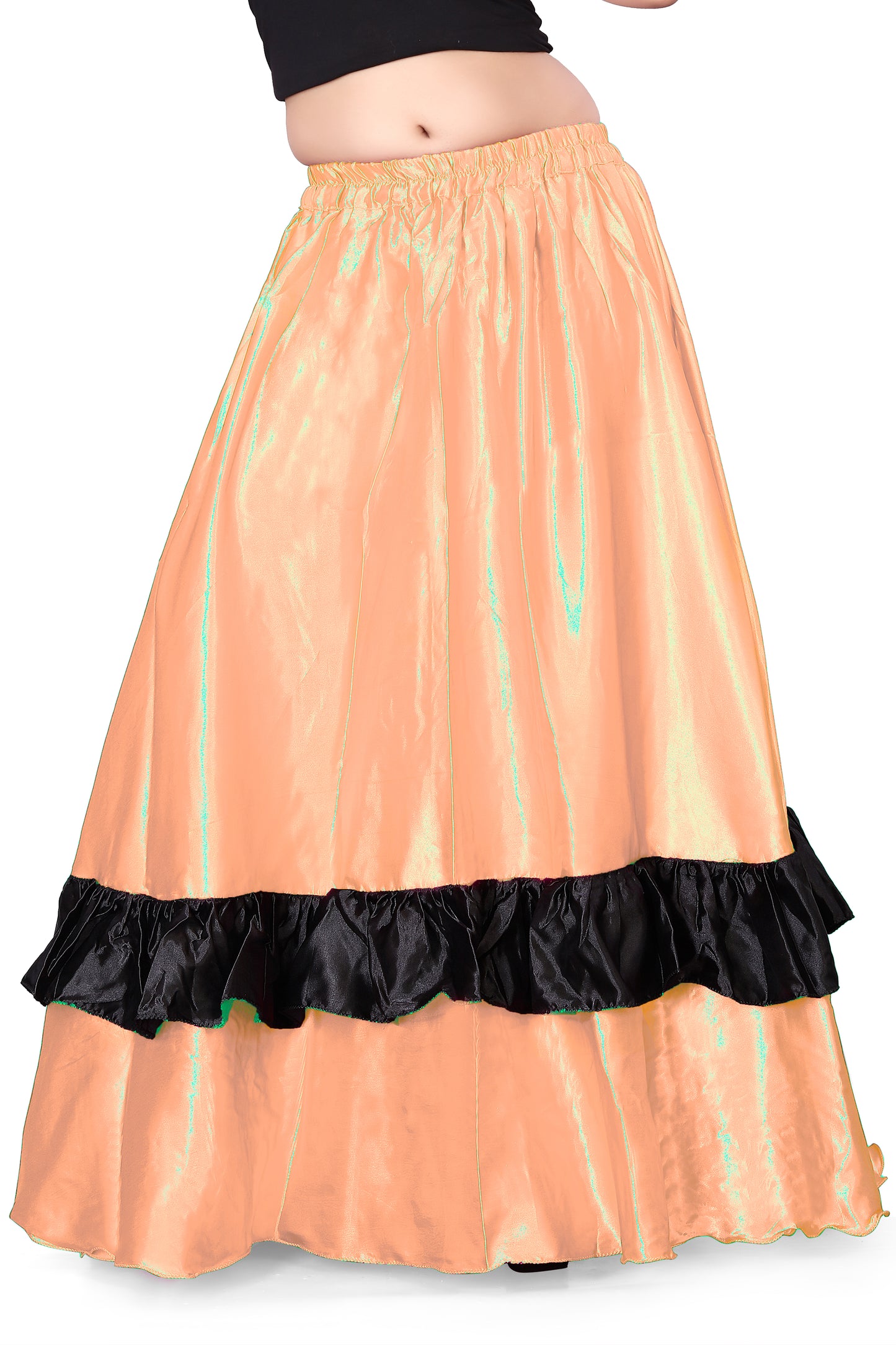 Belly Dance Satin Full Circle Skirt With Frill S33-Regular Size 2