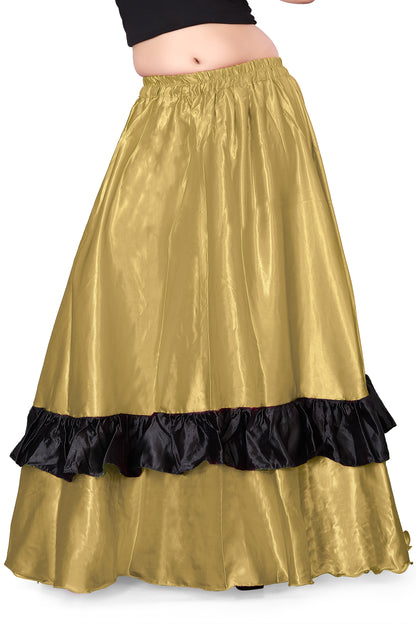 Belly Dance Satin Full Circle Skirt With Frill S33-Regular Size 2