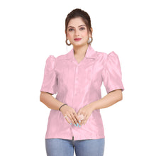 Satin Puff Sleeve Button Down Shirt  S80 - Regular size 2