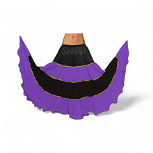 16 Yard 4-Tier Belly Dance 2-Color Skirt with Gold Trim | Tribal Fusion Gypsy C6