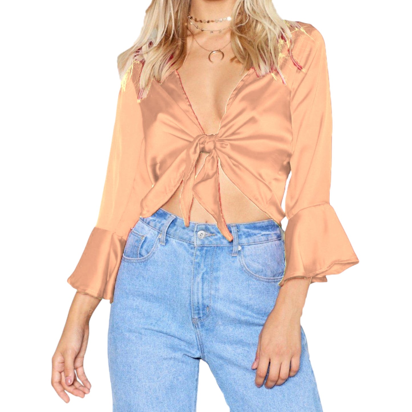 Satin Ruffle Tops Western S119 - Regular Size 2