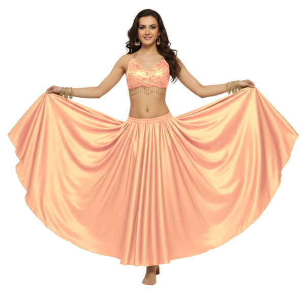 Satin Full Circle Belly Dance Skirt | 360° Flow Gown S-5XL S8