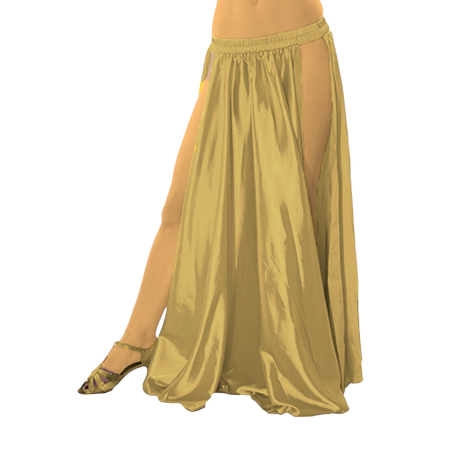 Satin Belly Dance  Side slit skirt S36 - Regular Size 2