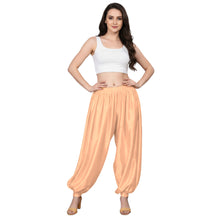Orange Satin Boohoo Harem Pants, vibrant dance trousers.
