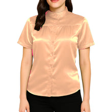 Satin Short Sleeve Button Down Shirt | Chic Blouse S-3XL | 41 Colors S85
