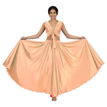 Navy Blue Satin Belly Dance Costume, sophisticated performance set.