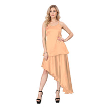 Navy Blue Satin Dance Costume, sophisticated asymmetrical performance set.