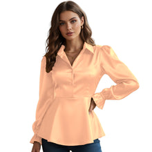 Satin Victorian Button-Down Shirt | Long Sleeve Blouse S-3XL S86