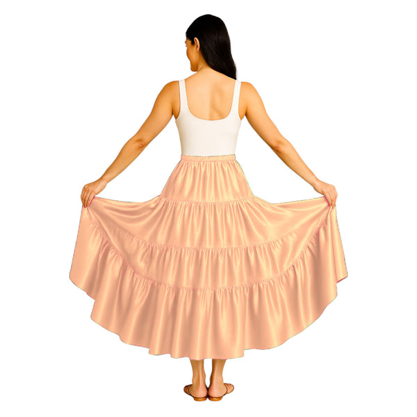 Belly Dance Satin Skirt – 12 Yard, 4 Tier Full Circle Skirt  - Regular Size 2