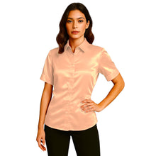 Satin Short Sleeve Button Down Shirt | Button Down Nightwear S-3XL | 41 Colors S107