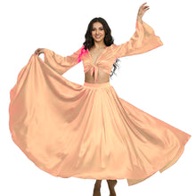 Satin Belly Dance Full Circle Skirt & Ruffle Top Set S-3XL | 41 Colors S76