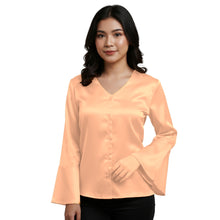 Satin Flare Sleeve Button Down Top | Dramatic Blouse S-3XL | 41 Colors S82
