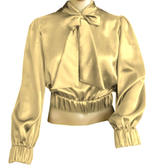 Party wear Satin Bow Blouse And Bow Shirt S27  - Regular Size 2