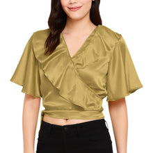 Satin Ruffle Self-Tie Top | Adjustable Crop Blouse S-3XL | 41 Colors S84