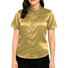 Satin Short Sleeve Button Down Shirt | Chic Blouse S-3XL | 41 Colors S85