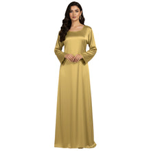 Satin Long Sleeve Modest Gown | Full Length Hijab Dress S-3XL | 41 Colors S121
