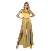 Front Cut Palazzo & Top Set for Women – Wide Leg Slit Pants Co-Ord Outfit, 41 Colors, S–5XL S147