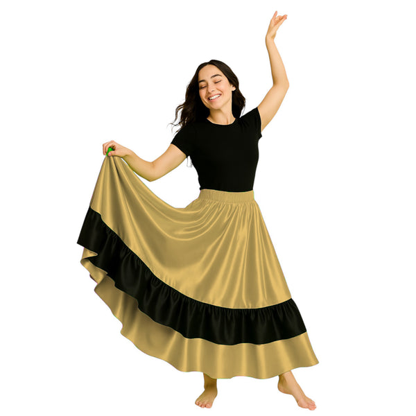 Satin Full Circle Dance Skirt w/ Frill | 360° Flow S-3XL S33