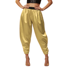 Satin Tapered Party Pants • Plus Size Elastic Waist Trousers • Women's Elegant Night Out Bottoms  S145